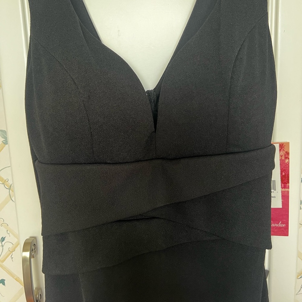 CLEARANCE Women’s Sexy Black Floor Length Sweetheart Neckline Dress W Leg Slit - Picture 7 of 16